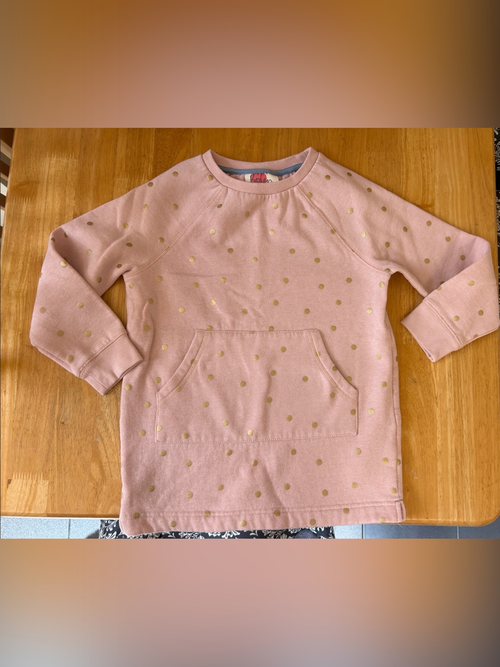 Boden Pink Sweatshirt with Gold Dot Print